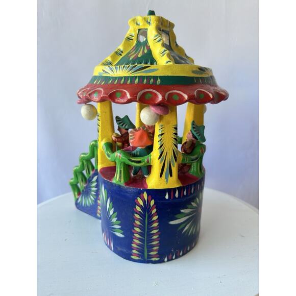 Gerardo Ortega Signed Carousel Vintage Mexican Folk Art Pottery - Picture 4 of 16